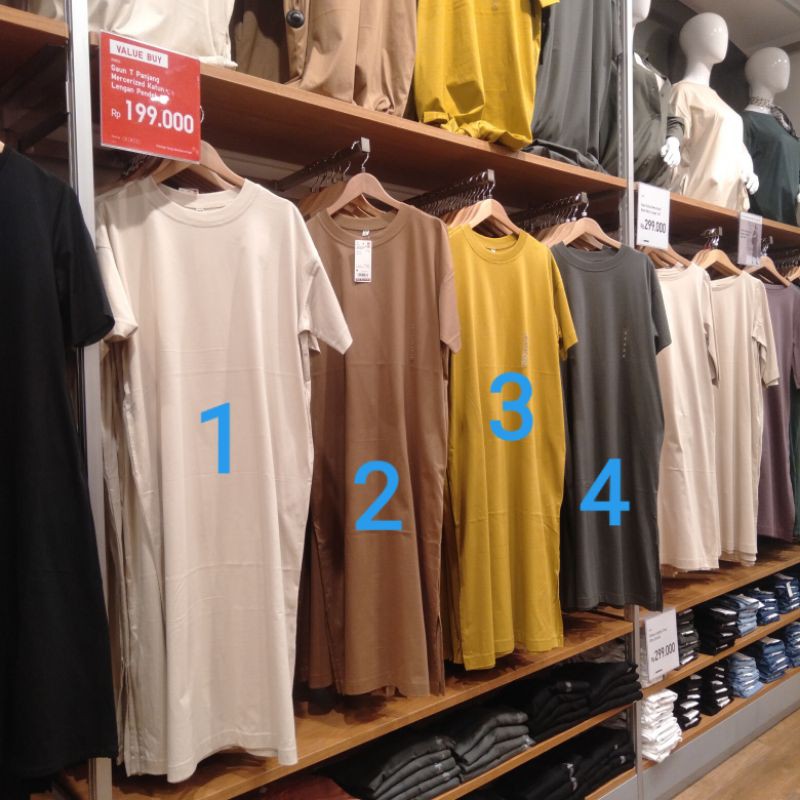 JASTIP UNIQLO GAUN T PANJANG MERCERIZED