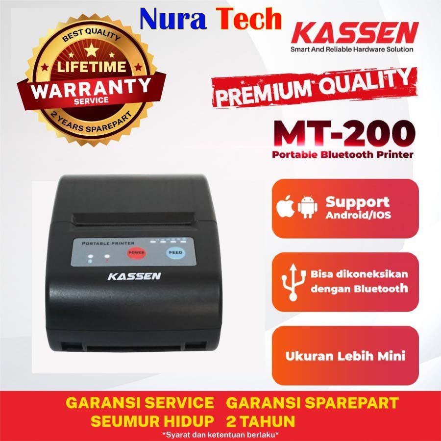 PRINTER MOBILE BLUETOOTH KASSEN MT-200 MT200 PRINTER MOBILE BLUETOOTH