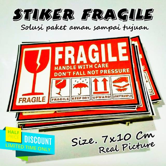 

TERLARIS | STIKER FRAGILE Uk. 7x10 CM | Request Design | COD Bayar ditempat anda