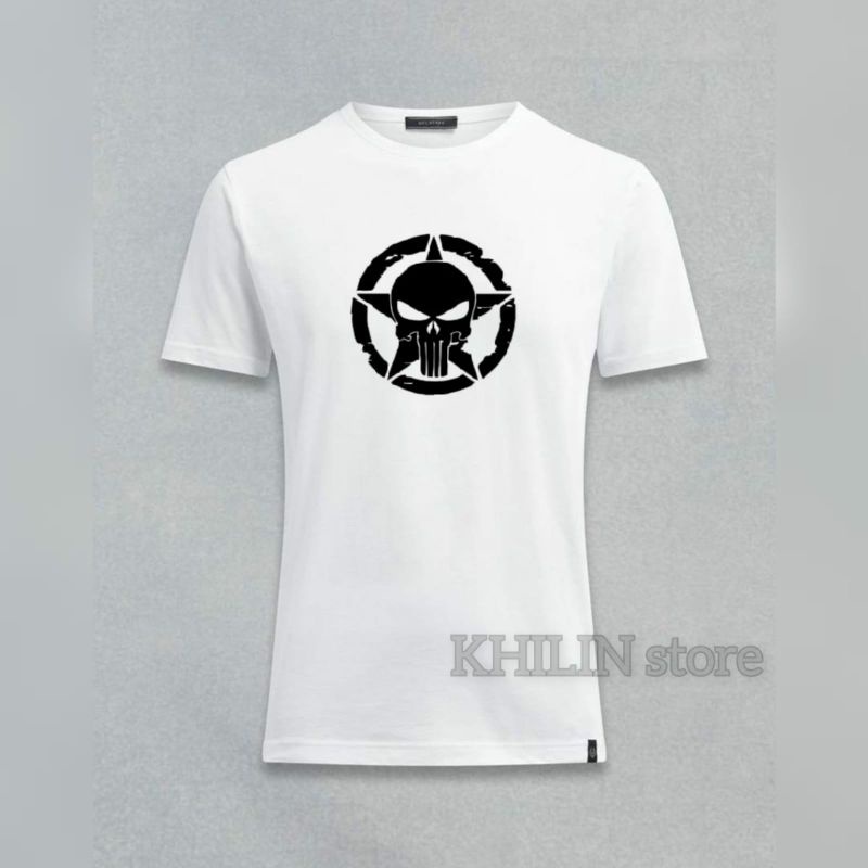 Kaos distro pria Star Skull lengan pendek cotton baju atasan cowok tshirt lelaki