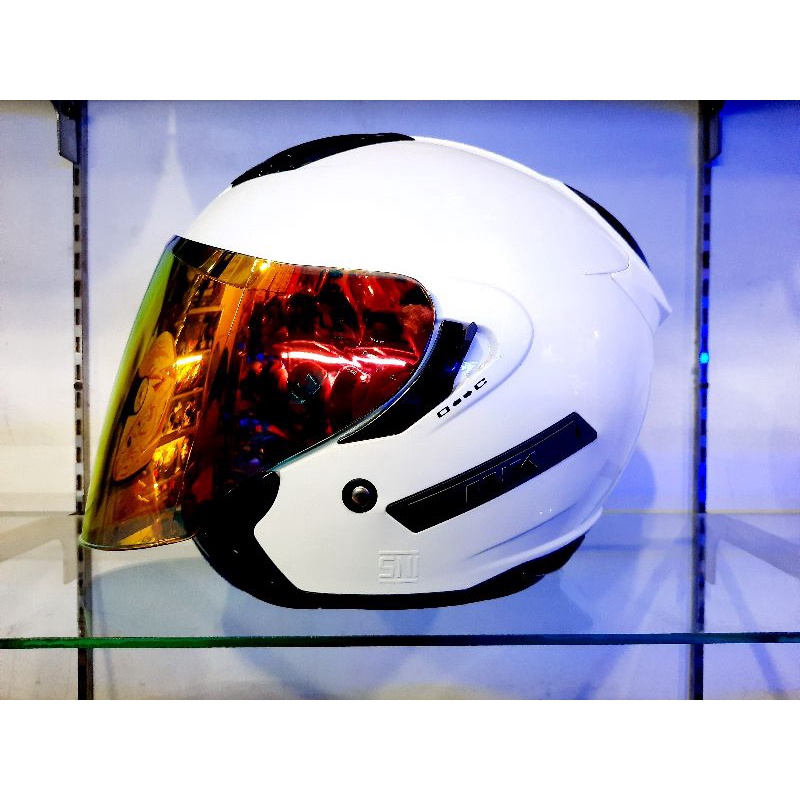 INK HELM METRO 2 SOLID WHITE | PUTIH | + VISOR FLAT VENOM IRIDIUM RED GOLD