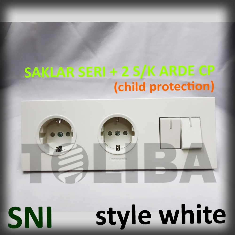 stop kontak stopkontak 2 s/k arde cp + saklar seri minimalis style white ib panasonic SNI