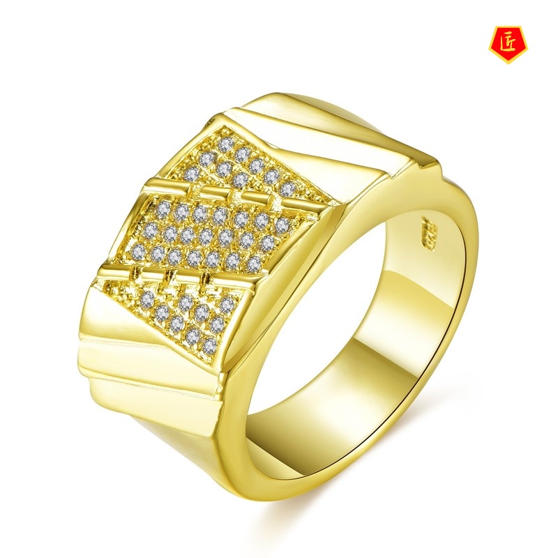 [Ready Stock]Simple 18K Gold Diamond Couple Ring