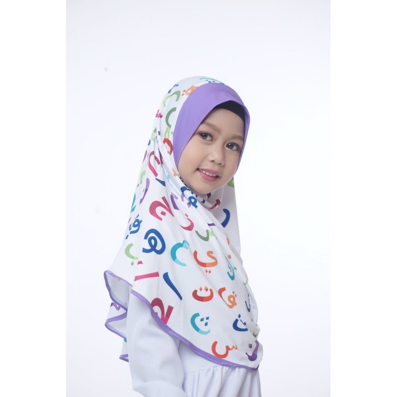 BERGO HIJAB INSTANT MOTIF HIJAIYAH ,KERUDUNG ANAK LUCU KARAKTER , JILBAB ANAK LUCU