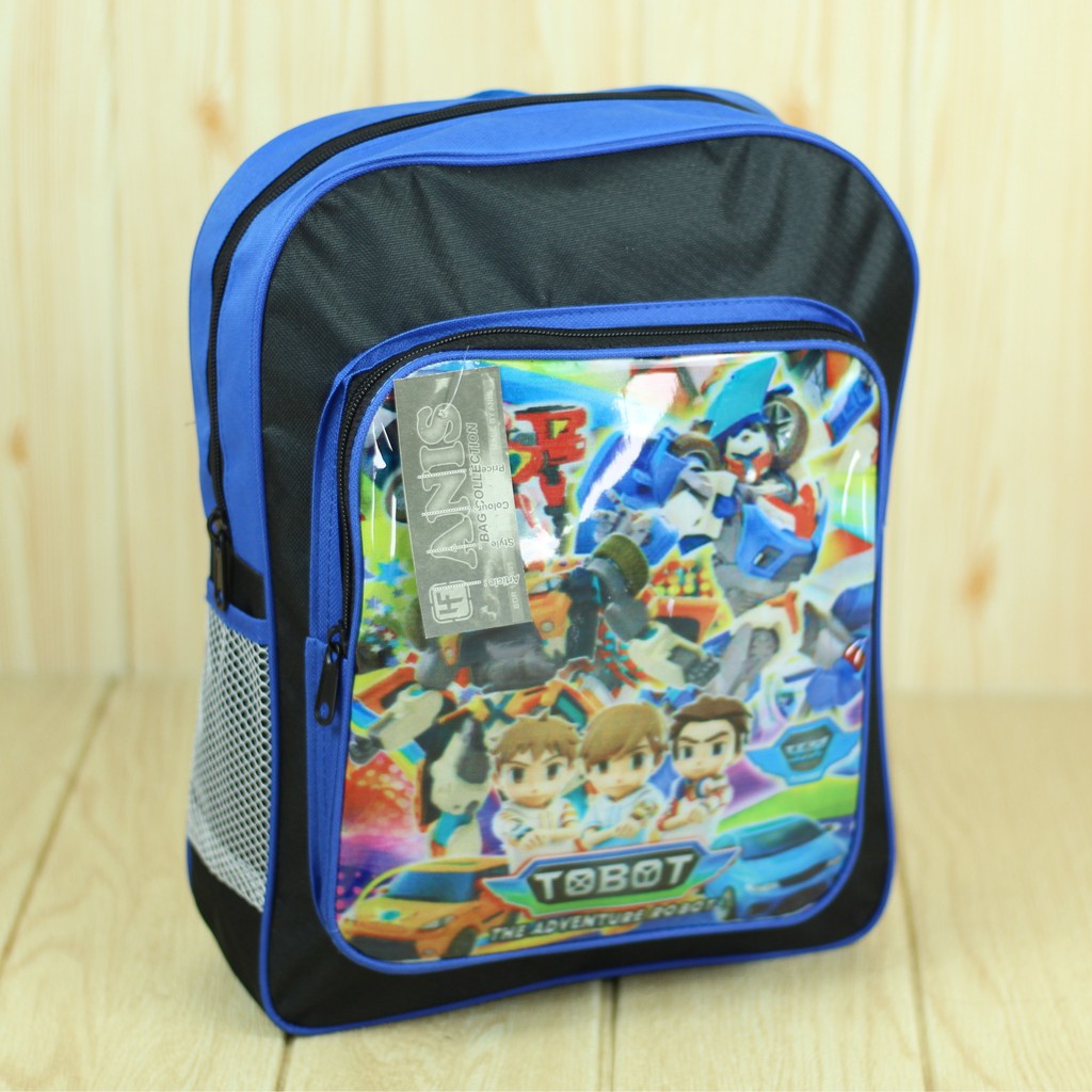 Tas Ransel Anak PAUD TK Cowok Laki Laki Motif Tobot Biru Kecil Trendy Keren Harga Murah Berkualitas