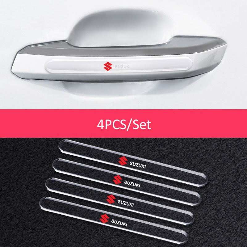 4/8pcs Pintu Mobil Suzuki Mangkuk Stiker Anti Gores Transparan Auto Handle Protector Film Pelindung Tahan Air