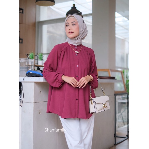 VELLA BLOUSE CRINKLE / KEMEJA CRINKLE WANITA OVERSIZE / BLOUSE CRINKLE JUMBO