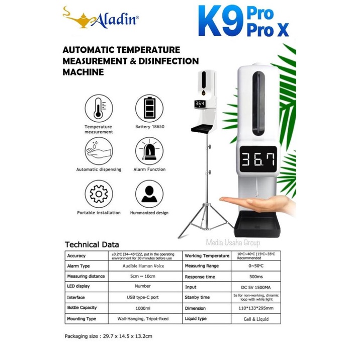 K9 Pro X Thermometer Infrared Otomatis Termometer Dispenser Sanitizer - K9 PRO X