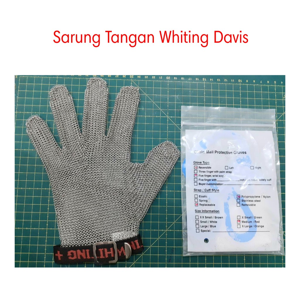 Sarung Tangan Baja 5 Jari - Whiting Davis Stainless Metal Glove