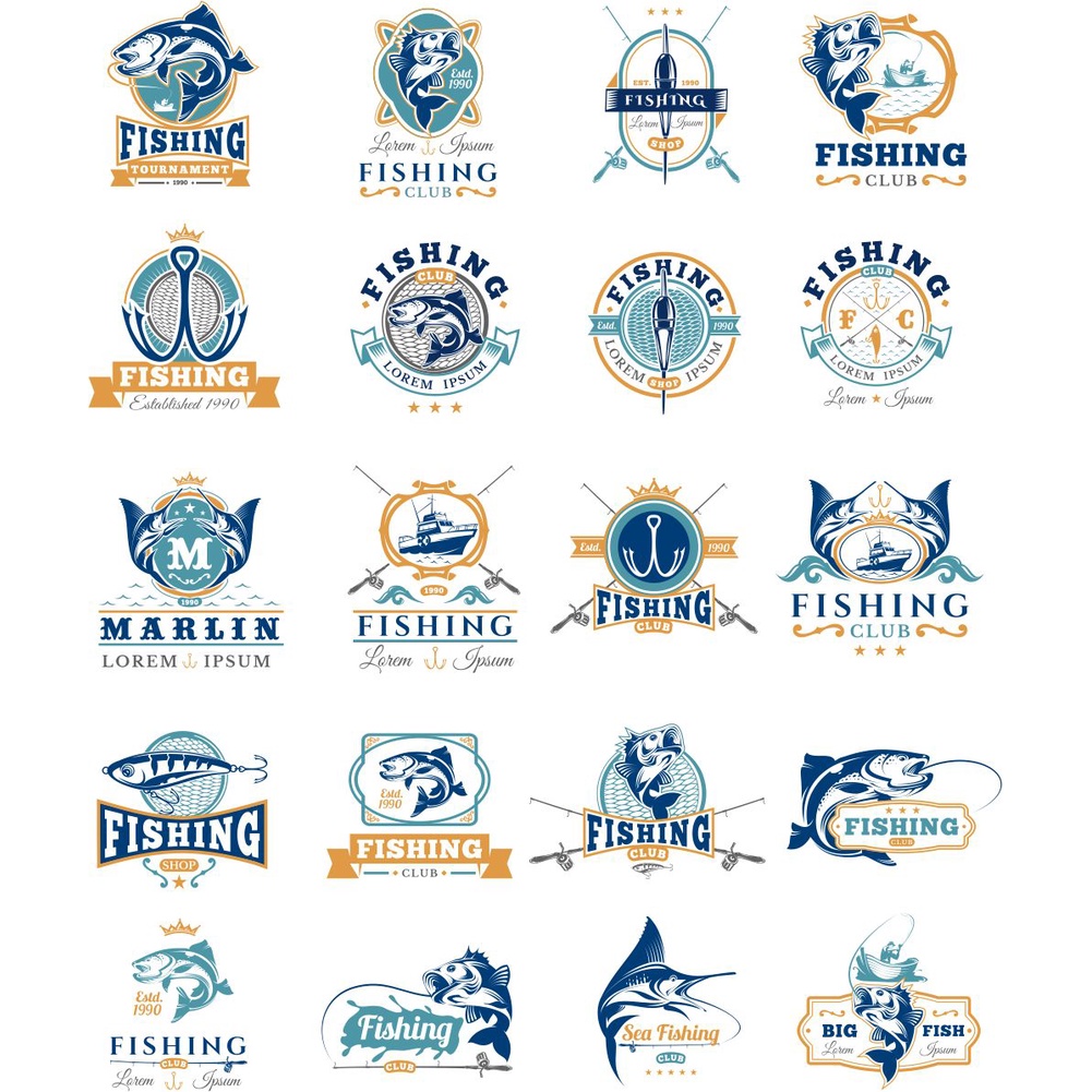 Fishing Club Logo Set Vector - Coreldraw