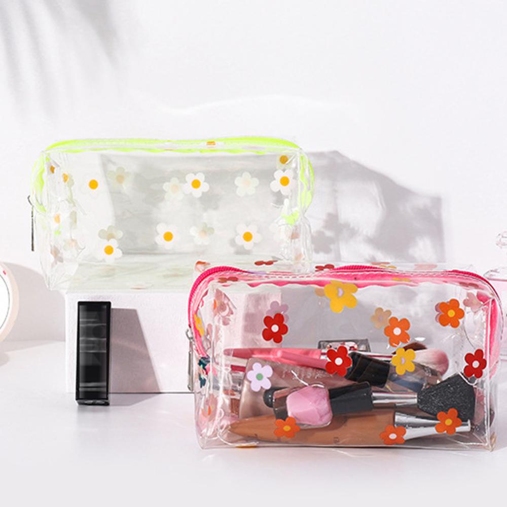 Timekey Tempat Pensil / Kosmetik / Makeup Bahan PVC Transparan Anti Air Kapasitas Besar Untuk Travel H1R7