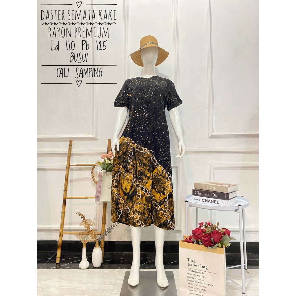 Hot Sale ! Daster Long Semata Kaki abstrak cap - Daster Twill Rayon - Daster Jumbo lengan pendek - Daster Batik Usman kekinian-10