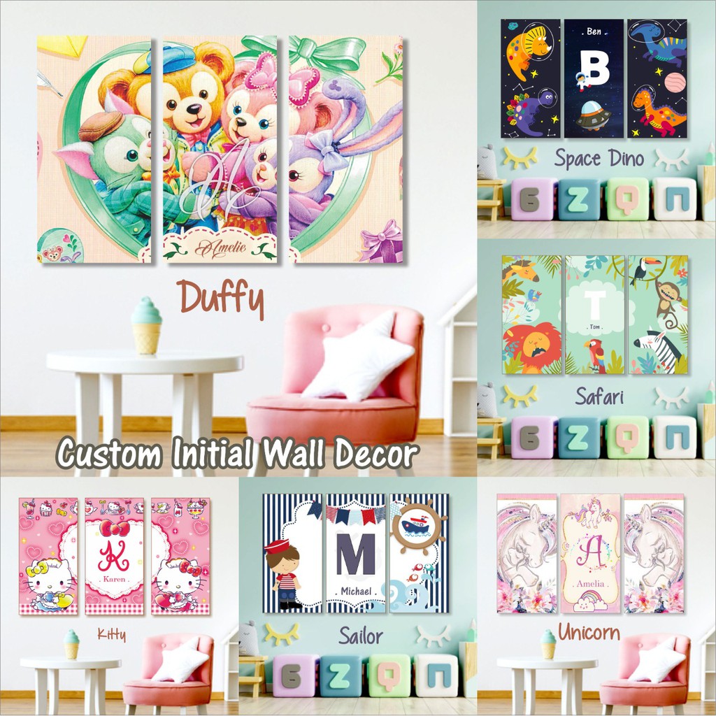 Hiasan Dinding Set Isi 3 Custom Inisial Nama Nursery Wall Decor Pajangan Rumah Kamar Anak