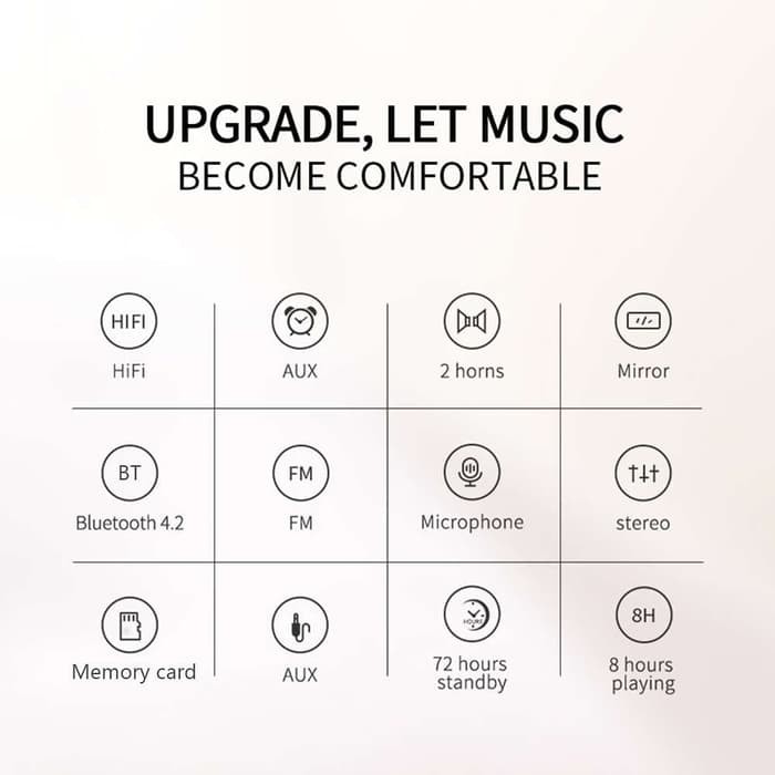 JOYROOM Bluetooth Stereo Speaker LED Alarm Clock w/Card Slot RED