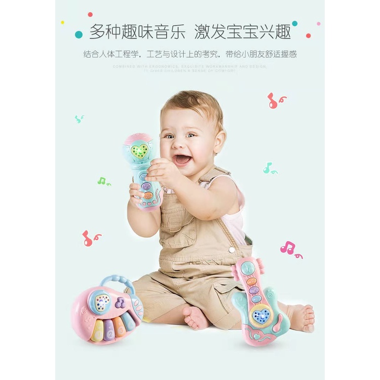 [BIG SALE] Mainan Bayi Musik | Baby Musical Toys | Mainan Gitar Mic Piano Bayi / Mainan Genggam Bayi Rattle Stick Teether Dengan Musik