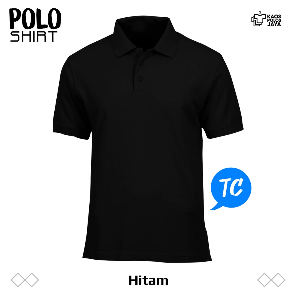 Polo shirt TC hitam + manset / polo shirt murah / kaos polo dewasa