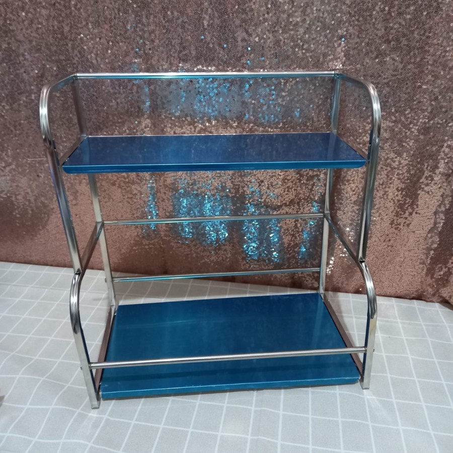 Rak dapur 3 susun stainless serbaguna tempat bumbu portable pisau meja