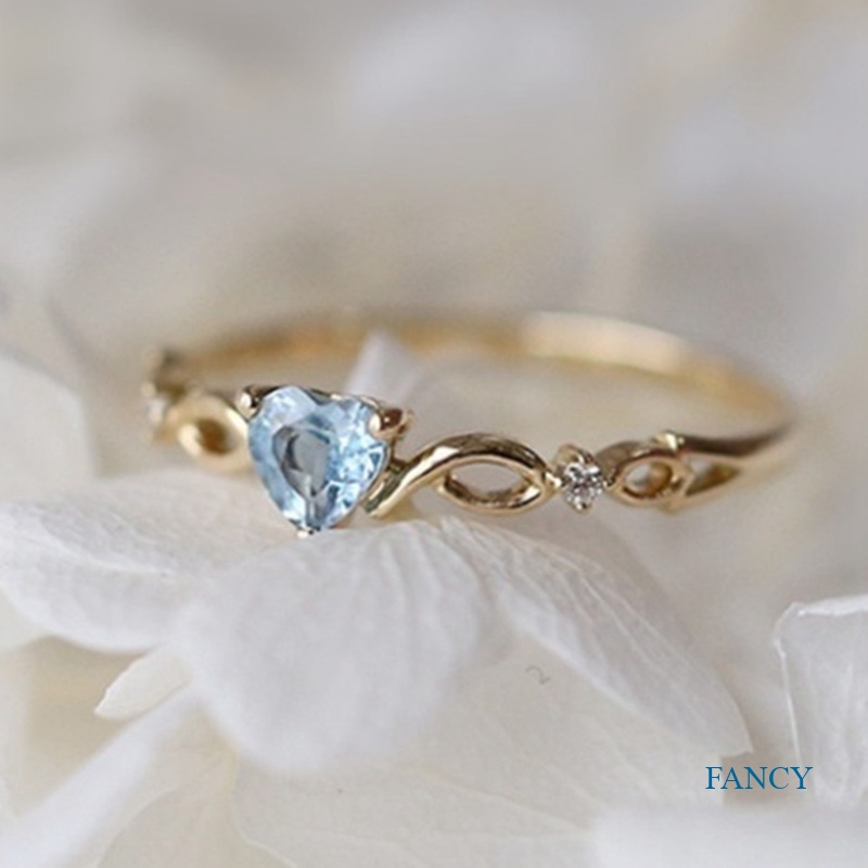 Cincin Lapis Emas 18k Dengan Batu Sapphire Ruby Bentuk Hati Untuk Wanita