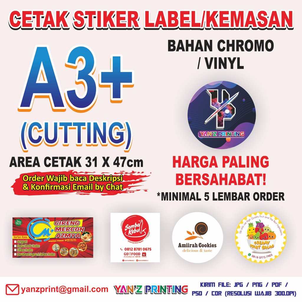 

CETAK STIKER A3+ VINYL + CUTTING HARGA PALING BERSAHABAT KUALITAS JELAS TERLIHAT