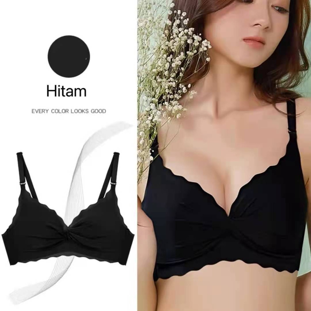 Sayishop BH push-up Bra Premium Quality Seamless Sport Push Up V Cross Tanpa Kawat