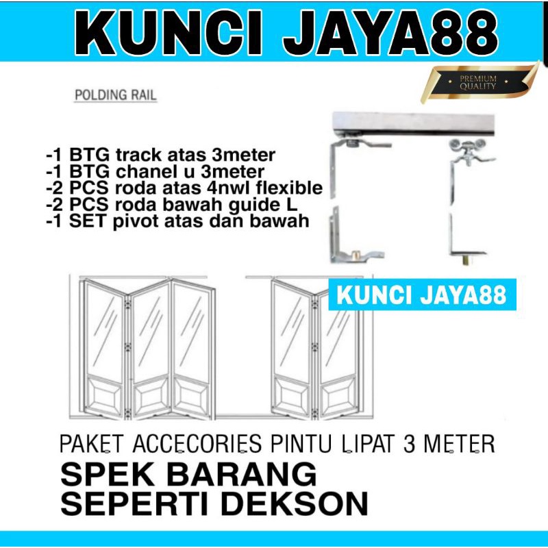 Jual componen pintu lipat 3meter 1set complete rel pintu lipat roda
