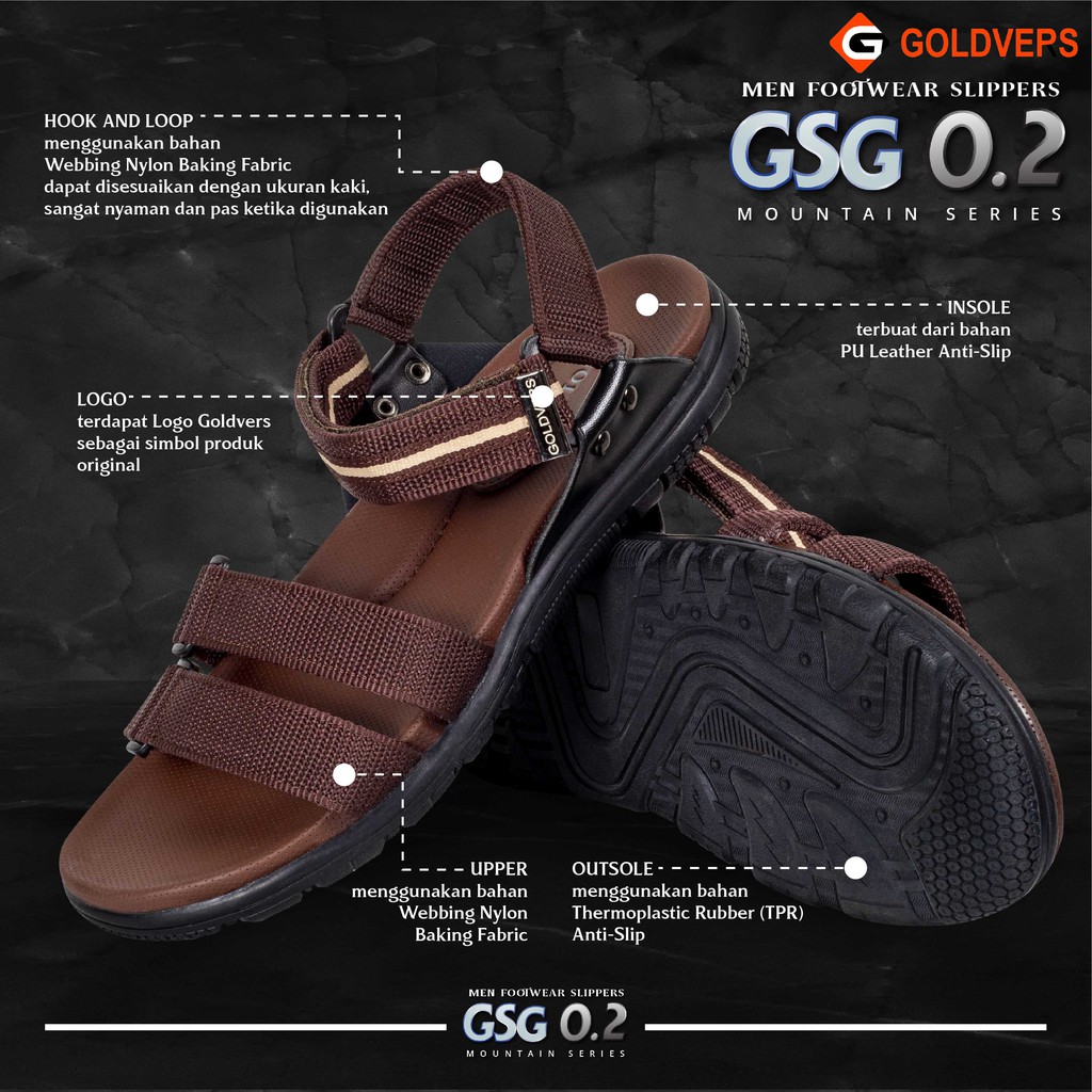 Sandal Pria Gunung Goldvers Kualitas Premium Sendal Santai Cowo Kasual Sandal Outdoor - Goldies