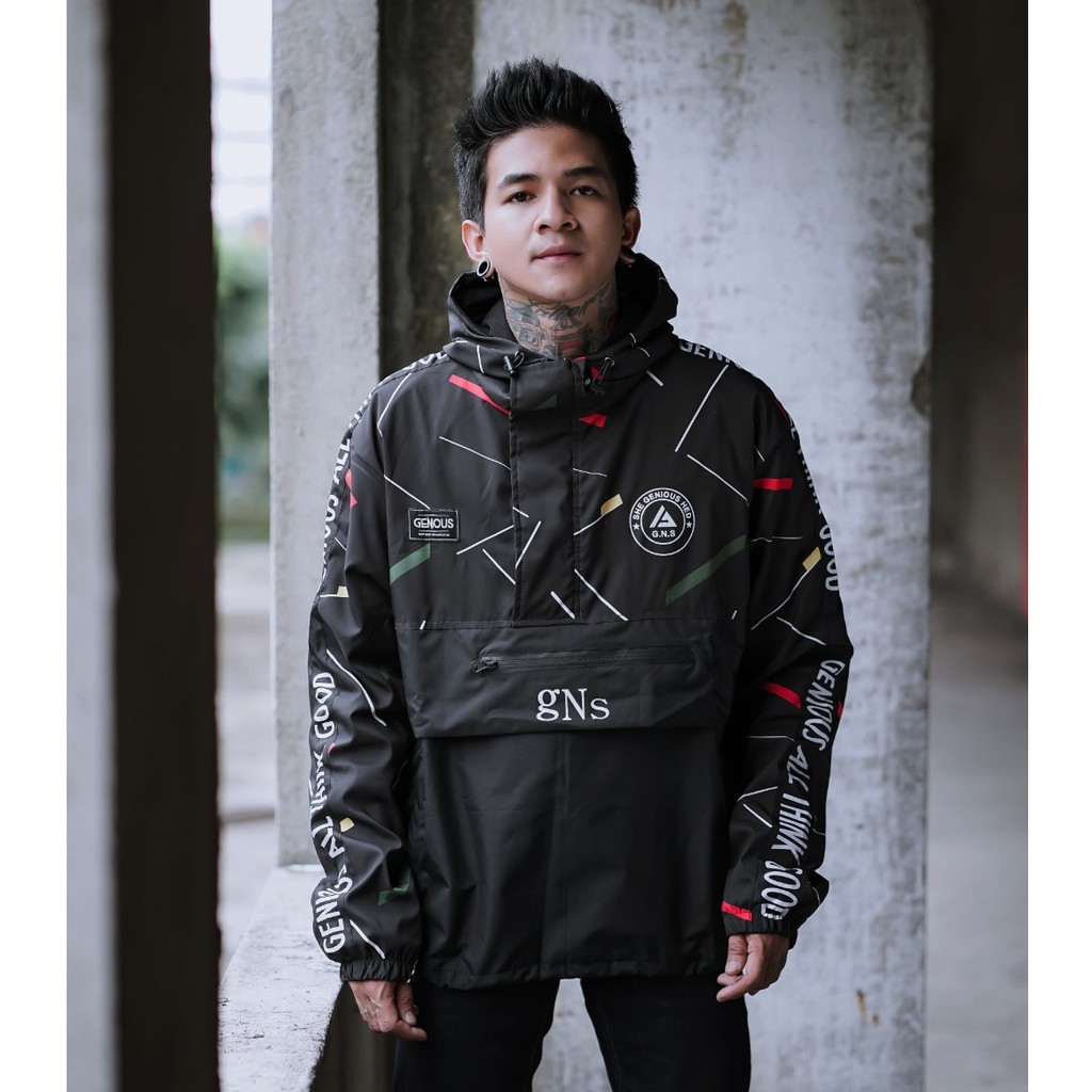 Genious Jaket Cougle Fullprint Jaket Parasut Pria Genetic