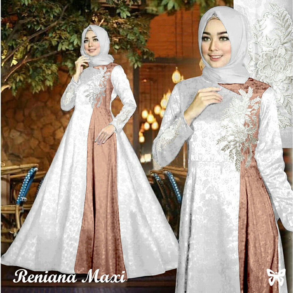 HOPYLOVY - Gamis Syari Pesta Terbaru Baloteli Embos Reniana Size L