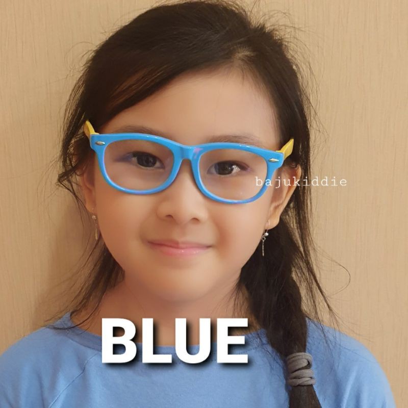 KACAMATA ANAK ANTI RADIASI GADGET COMPUTER LAPTOP HP BLUERAY BLUE LIGHT + UV PROTECTION-Blue