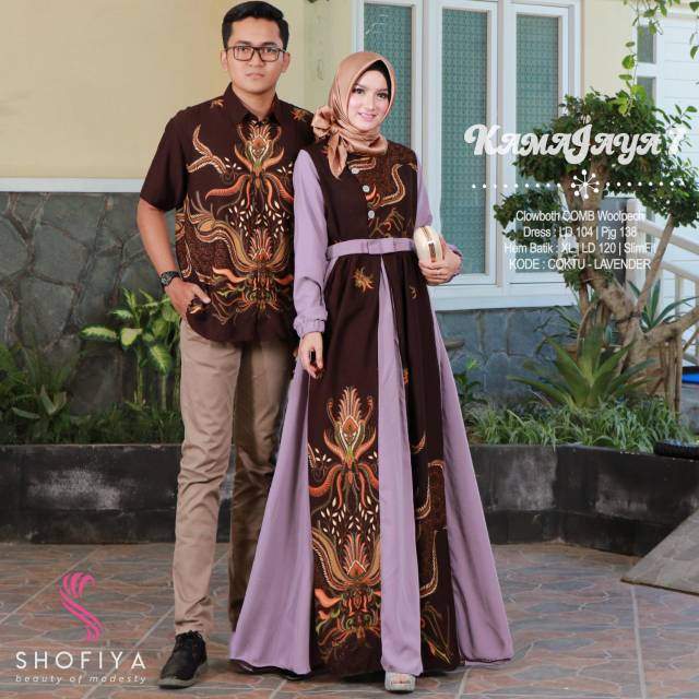 Kamajaya 7 lavender ungu coklat tua ori shofiya gamis koko couple set