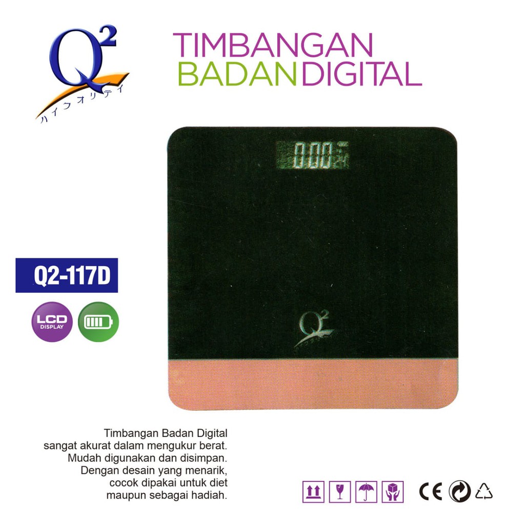 Timbangan badan Digital Include baterai Timbangan Digital dewasa uk 28x28cm/ body scale Timbangan Akurat 117