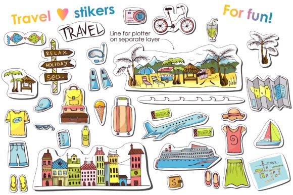 Lets Travel Doodle Big Set - Vector Designs