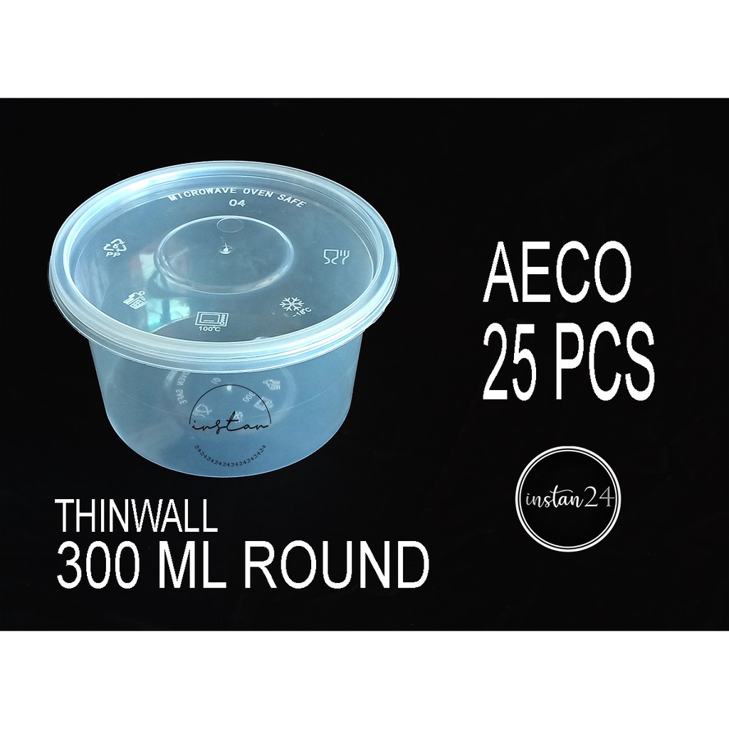 Thinwall AECO / Plastik Food Container Round 300 ml isi 25 pcs
