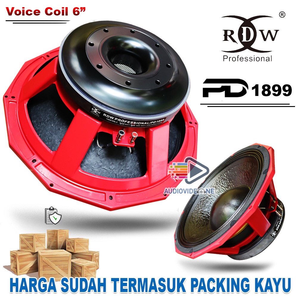 Spiker RDW PD1899 Voice Coil 6 In Speaker Komponen 18 Inch Original Gratis Packing kayu