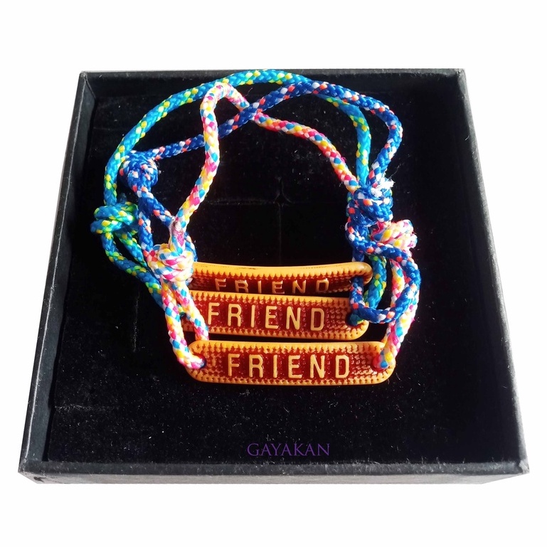 isi 12 pcs Gelang Tangan Etnik Tali Rajut Prusik seri Bandul Friend