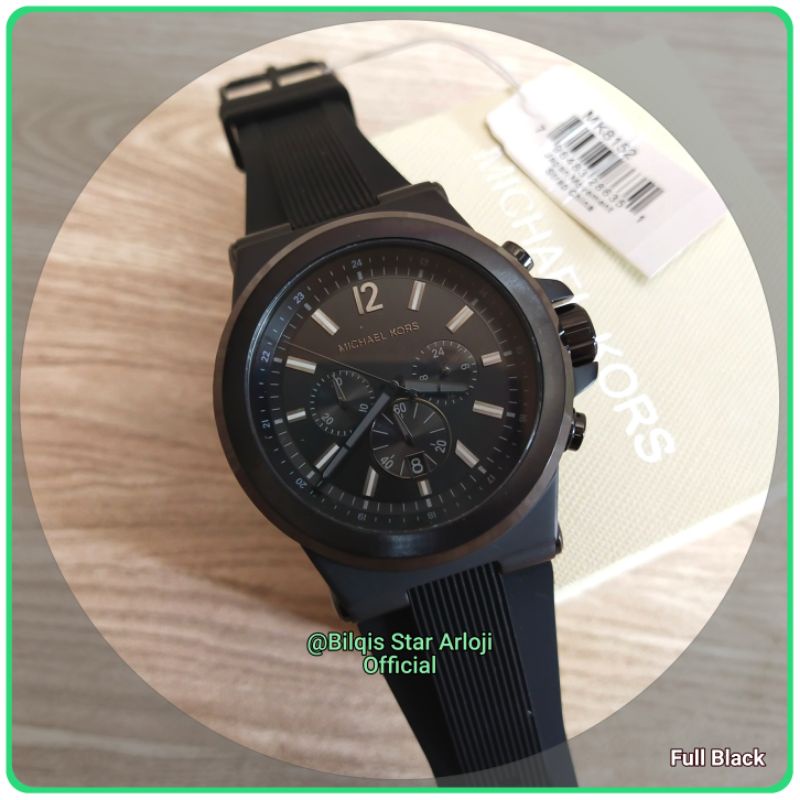 Jam Tangan Michael Kors Chronograph Pria Tali Karet Hitam Original