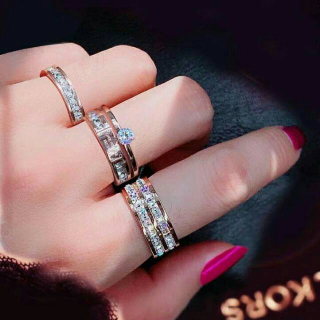 GG Cincin Rose Gold Swaroski Fashion Korea kekinian#CC-106