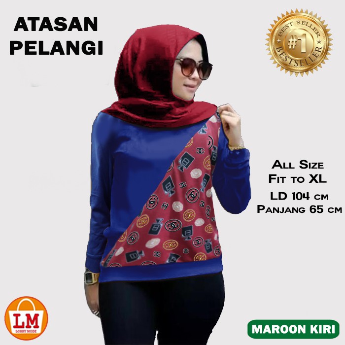 TERMURAH TERLARIS Baju Atasan Wanita  PELANGI Kaos Lengan Panjang TERBARU LMS 17339