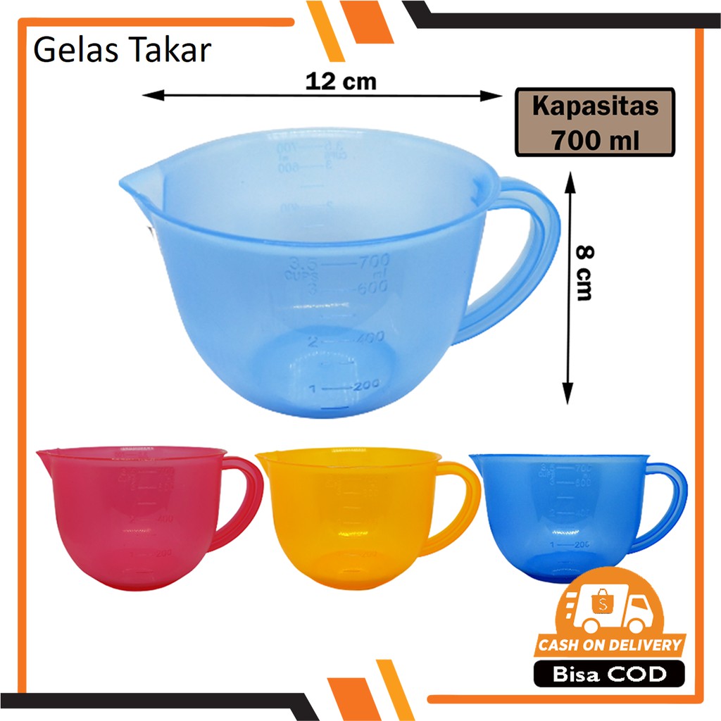 Gelas Ukur Takar Air Plastik 700ml / Gelas Takaran