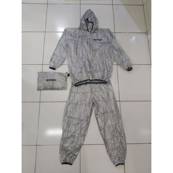 Baju Sauna Suit Komando Abu |Jaket Sauna Olahraga-Rainsol Running-Jas Hujan Security-Jas Hujan Axio Rosida