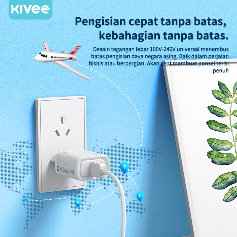 KIVEE charger oppo xiaomi Samsung fast charging 18w Quick 3.0 kepala charger original Wall Charger 3.1A 1 tahun garansi-3