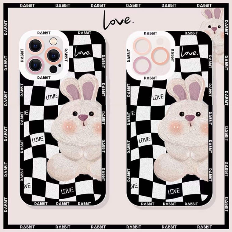 Soft Case Silikon Motif Harimau / Kelinci Untuk IPhone 13 12 Pro Max 11 XS XR X 8 7 6S Plus Mini