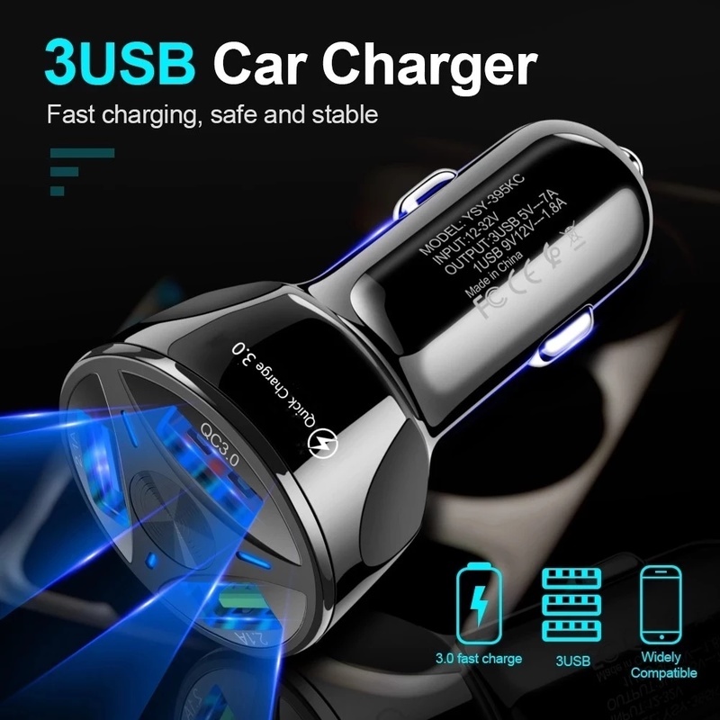 Adapter Charger 3 Port Usb Portabel Untuk Mobil