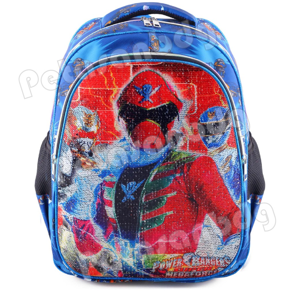 PTS - Tas Usap Ransel Sekolah Anak Cowo / Laki Laki BATMAN &amp; POWER RANGERS - Ransel Model Usap / Swipe Boys + BOTOL