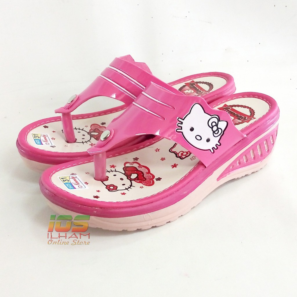 Sandal Jepit Anak Wedges NINNDY Hello Kitty Hak 4,5cm Size 26-35