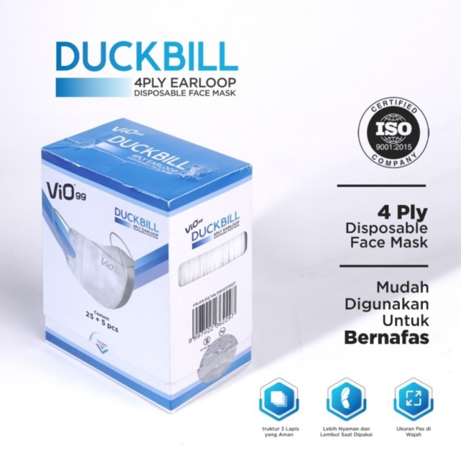 MASKER VIO DUCKBILL 4 PLY MEDIS  / DISPOSABLE MASK