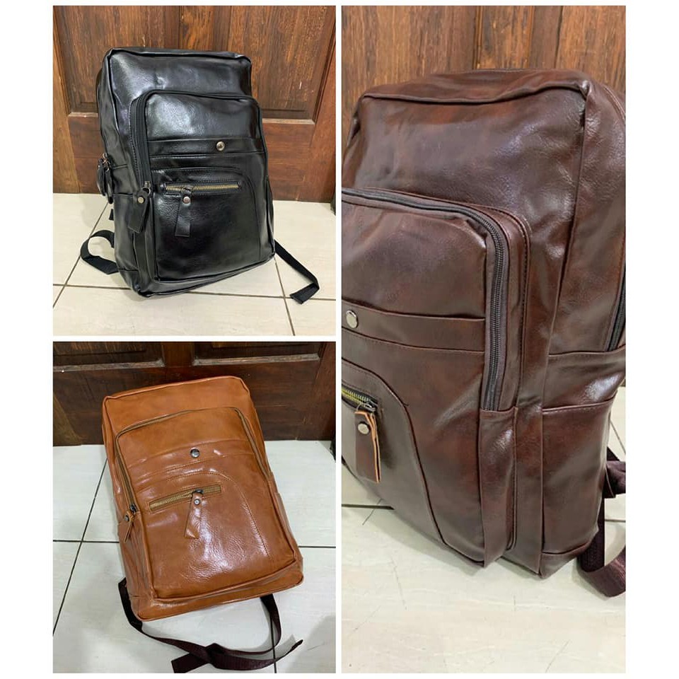 TAS RANSEL PRIA KULIT IMPORT SEMI ORI / RANSEL LAPTOP