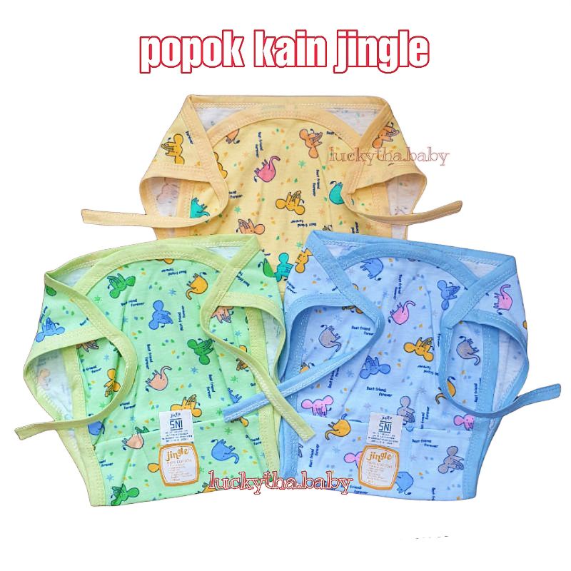 popok jingle premium 6pc_popok kain jingle 100% cotton  warna &amp; ptih / popok bayi new born