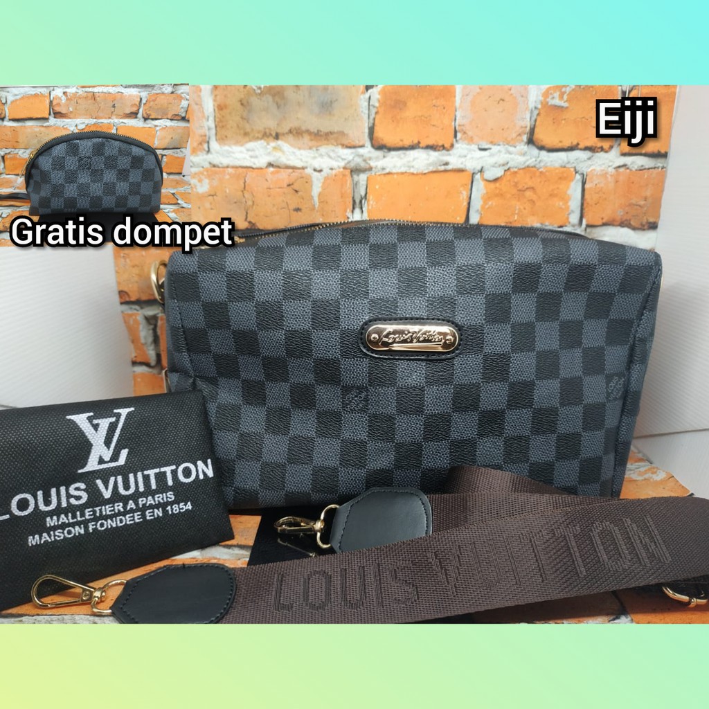 Tas Selempang wanita LV Dua Ruang motif Damier Hitam 100% RealPict SEKILO MUAT 3 pcs