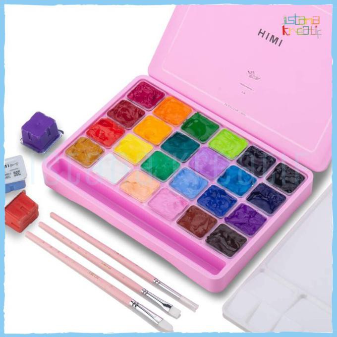 

New! Miya Himi Gouache Color | 24 Color X 30 Ml | Free Brush And Palette - Pink Murah